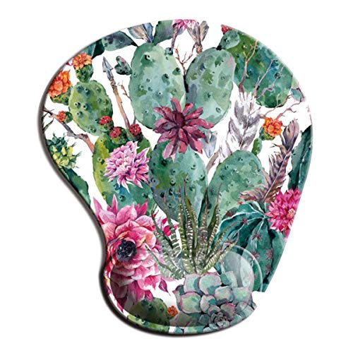 Dooke Ergonomic Mouse Pad with Wrist Support, Cute Mouse Pads with Non-Slip Rubber Base for Home Office Working Studying Easy Typing & Pain Relief Cactus