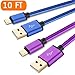 Micro USB Cable 10ft Durable Braided Android Fast Charger Cable for Samsung Galaxy S7 S6 Edge, Tablet, Moto G Plus Charging Cord, By BEST4ONE (2-Pack)