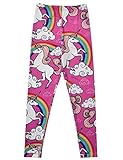 Jxstar Big Girl's Pants Cartoon Print Unicorn Pattern Ankle Length Basic Leggings Unicorn 160