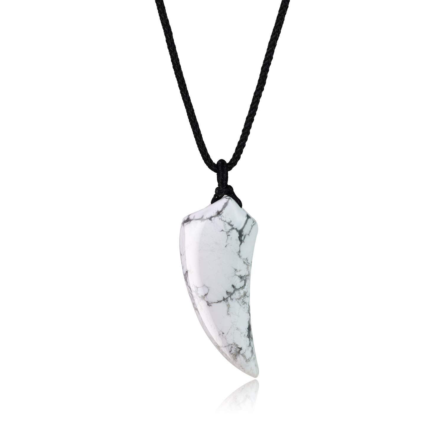 COAI Wolf Tooth Amulet Howlite Stone Necklace for Men Women