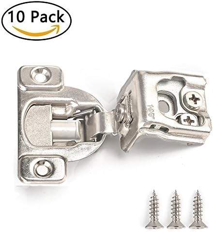 Soft Close Hinge 1-3/8" Cabinet Door Hardware Compact Overlay Hinges for Frameless Face Frame Nickel Plated - 10 Pack