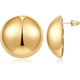 HESSAWELL Gold Button Stud Earrings for Women Brushed Discs Stud Earrings Polished Ball Earrings for Women Vintage Jewelry