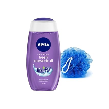 NIVEA Fresh Powerfruit Shower Gel, 250 ml with Free Loofah