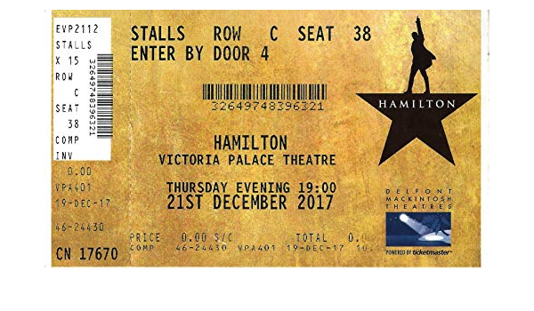 lin manuel miranda hamilton victoria palace theatre 2017 london opening night ticket at amazon s entertainment collectibles store