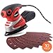 Hi-Spec 12 Piece 1.6A 180W Palm Detail Orbital Sander with 10 Sheets Sandpaper. Hand-held Powered Sanding of Wood, Paint & Varnish for DIY Woodworking