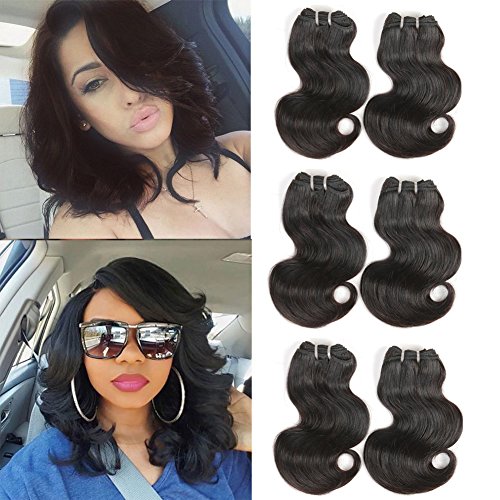 6 Bundles Weave Human Hair Bundles Brazilian Body Wave Virgin Hair 8