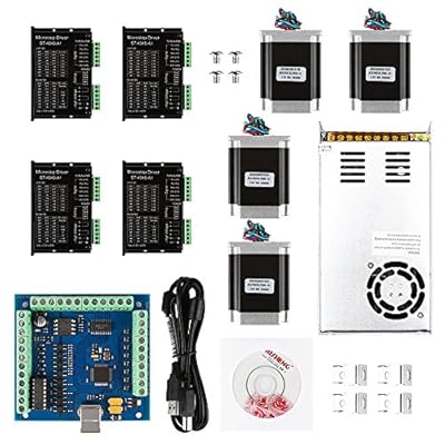 SainSmart CNC 4-Axis Kit with TB6560 / TB6600 Motor Driver, Paralle Interface / USB Interface Breakout Board, Nema23 270 Oz-in Motor and 24V Power Supply