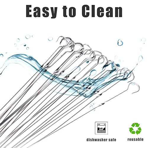 MCPINKY Kabob Skewers, 20 PCS Flat Grilling Skewers Stainless Steel Kebab Sticks Roast Needles for Meat Shrimp Vegetable Camping