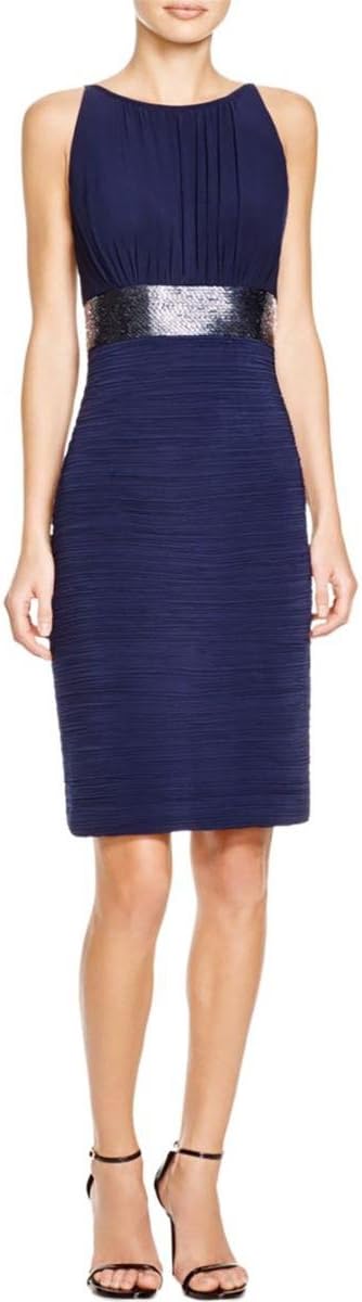 Women's Sleeveless Cutaway Beaded Waist Cocktail Dress W/Rouched Skirt