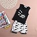 Baby Boy Girl Clothes Shark and Doo Doo Print Summer Cotton Sleeveless Outfits Set Tops and Short Pants (18-24 Months, A1-Black)