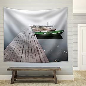 Tapestry - Lake Jetty Boat Dock - Canvas Art Wall Decor - 51x60 inches