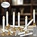 CelebrationLight 10 Pack Flameless Taper Candles with Remote/Timer, Battery Operated Flickering LED Window Candles, Vintage Christmas Electric Fake Candlesticks, Golden Holder