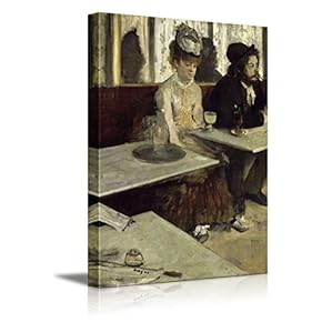 "in a Caf茅 by Edgar Degas - Canvas Art Home Art - 12x18 inches