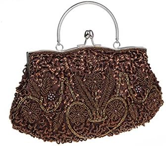 TSRHFGT Women Evening Bag Wedding Party Handbag Clutch Purse Vintage Style Beaded And Sequined