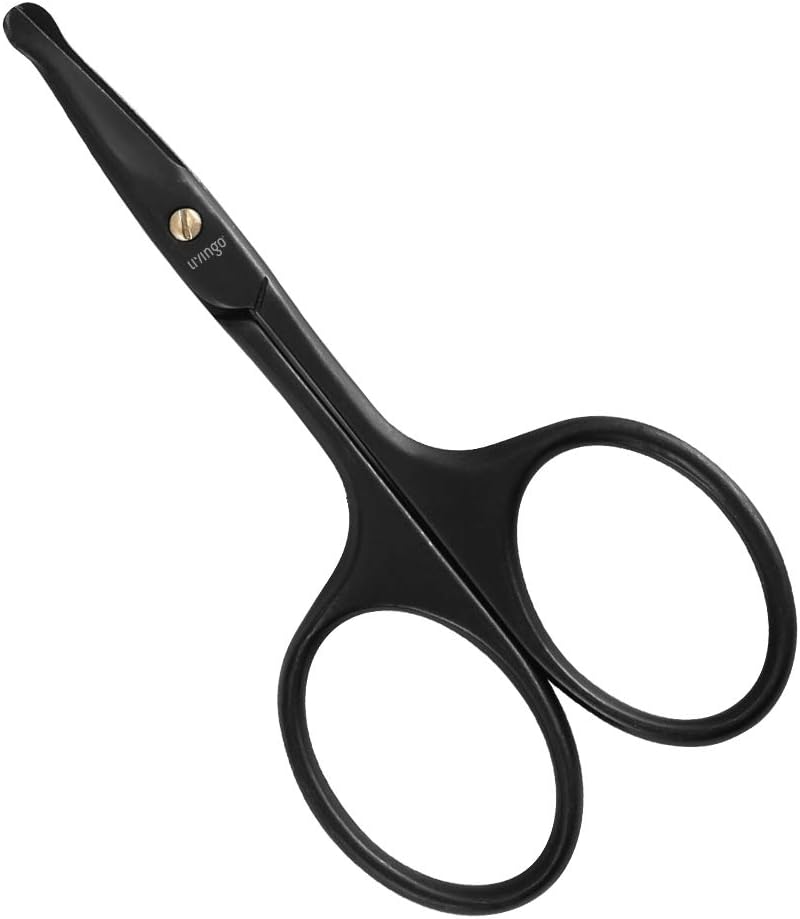 LIVINGO 9CM Premium Nose Hair Scissors, Curved Safety Blades with Rounded Tip for Trimming Small Details Facial Hair Ear Hair