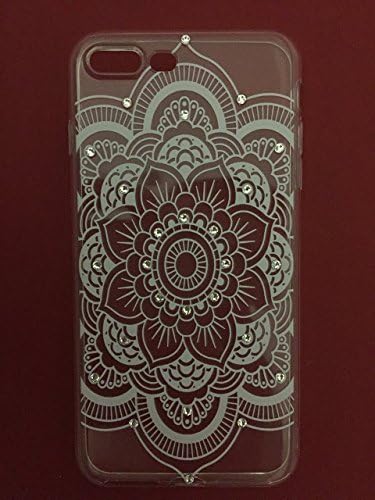 Handmade iPhone 7 Plus Case with Crystals, TPU Transparent White Geometric Flower iPhone 7 plus 5.5" Case with Crystals Swarovski
