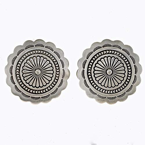 Silver Concho Earrings Santa Fe Finish Navajo Posts 1817