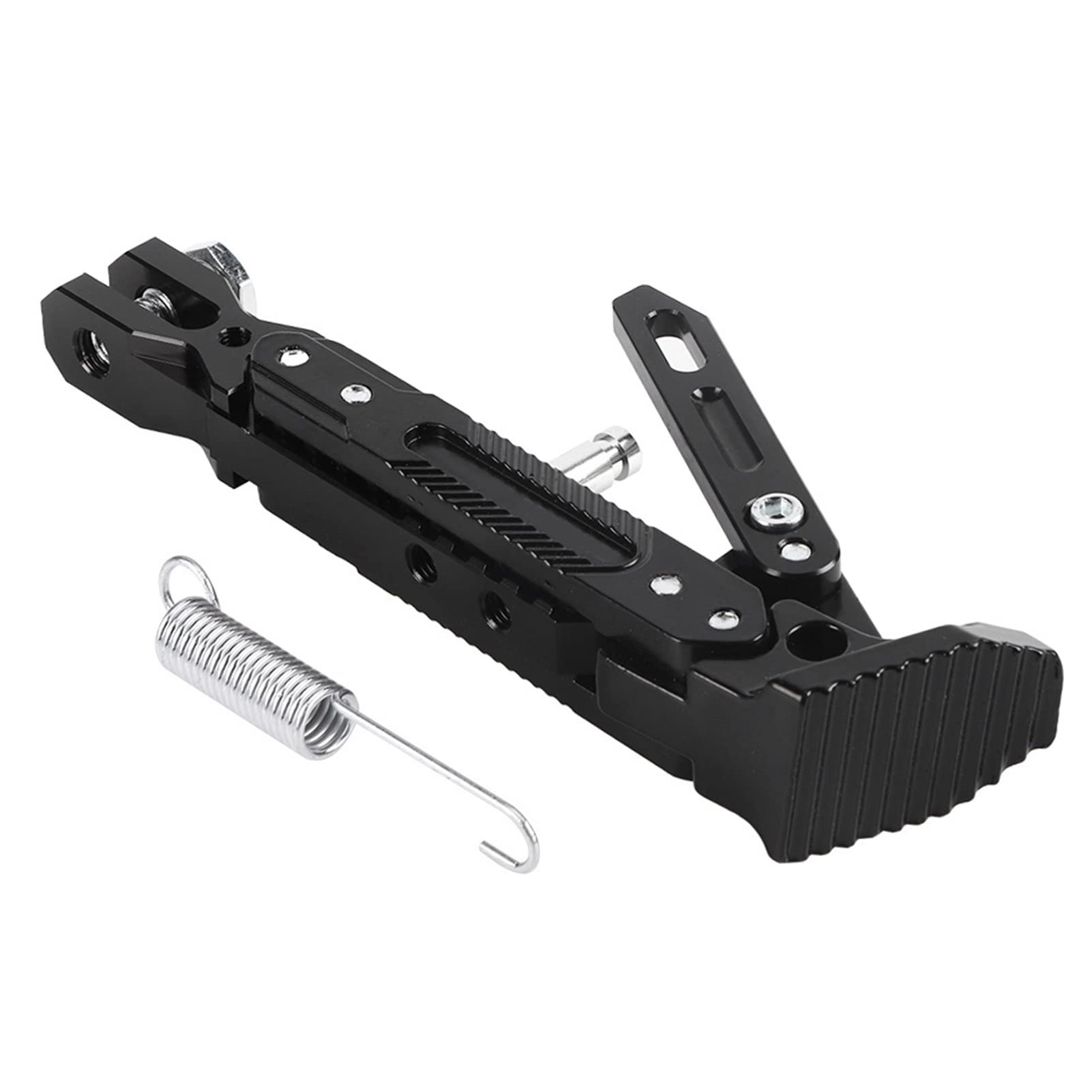 Foot Side Support Stand Motorcycle Adjustable Kickstand Universal Motorbike Foot Side Support Stand Aluminum Alloy Replacement for NMAX 155 2015-2016 N-MAX 125(Black)