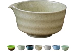 Lawnoval 500 ml Traditional Japanese Matcha Bowl (Chawan) Tea Ceremony and Latte with Pouring Spout, Handmade