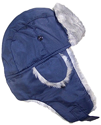 Best Winter Hats Adult Nylon Russian/Trapper W/Soft Faux Fur Beanie - Navy (M/L)