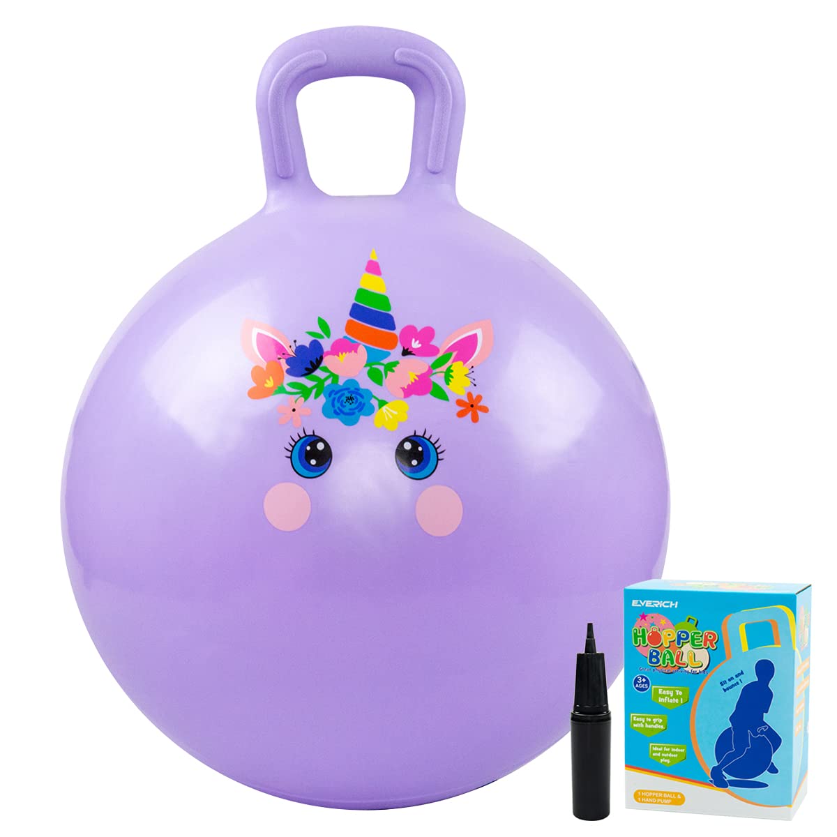 INPODAK Space Hopper for Kids 5 to 9, 20 Inches Hopping Ball for Age 5 6 7 8 9, Jumping Balls with Handle, Hopper Ball Toy for Child Boys Girls Indoor Outdoor Garden Yard Game