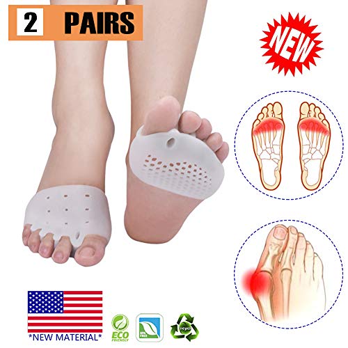 Metatarsal Pads for Women & Men - 4Pcs Gel Toe Separators Ball of Foot Cushions for Pain Relief, Metatarsalgia, Foot Pads for Walking, Standing, Running