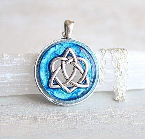 Sky blue Celtic sister knot necklace