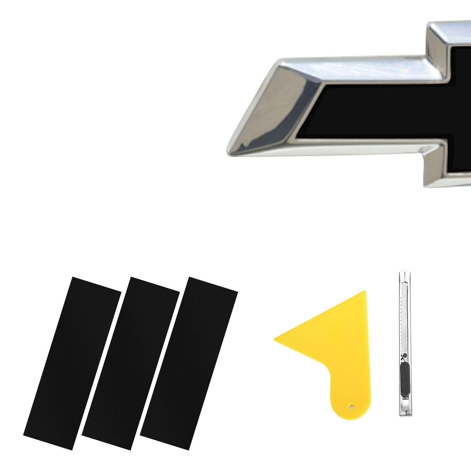 View 1 of ***MISSING PARTS***
BLAKAYA 11.8" x 4" Bowtie Emblem Wrap Kit for Chevy Logo Overlay Vinyl Wrap with Spatula and Cutter 3 Pcs Matte Black