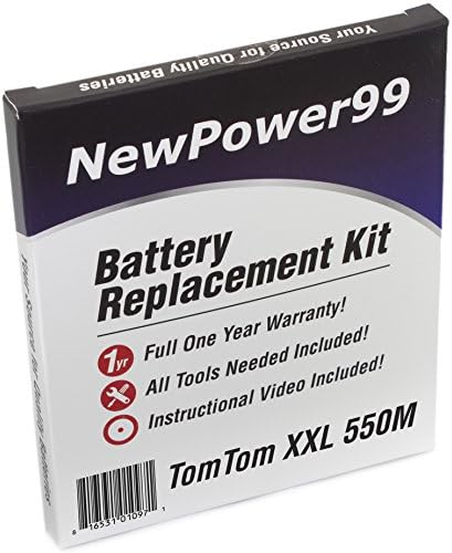 Battery Replacement Kit for Tomtom XXL 550M with Video Instructions, Installation Tools, and Extended Life Battery.