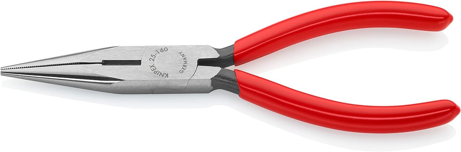 KNIPEX Snipe Nose Side Cutting Pliers (Radio Pliers) with Plastic Coating 160 mm, 25 01 160