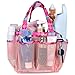 Portable Shower Caddy Dorm, Large Capacity, Quick Dry Toiletry Bag with Metal Hook, Hanging Shower Bag, College Dorm Room Essentials for Girls Boys, Mesh Toiletry Shower Tote for Gym and College Dorm (Pink)
