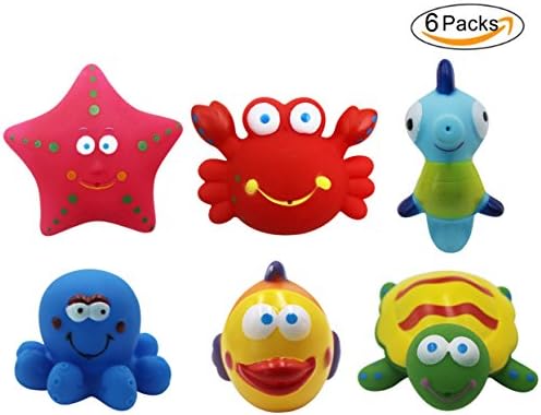 Naovio Pack of 6 Baby Squirt Bath Toys BPA-free, Sea Animals Tub Toys Shower Squirter Toys Rubber Gift Toy Set