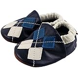 Amurleopard Baby Leather Shoes Toddler Prewalker Blue Plaid 6-12 Months