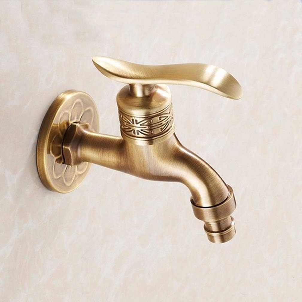 LUDSUY Wall Mounted Garden Faucet Bibcok Torneira For Bathroom,Antique Bronze Plated Washing Machine Faucet Bibcocks Tap