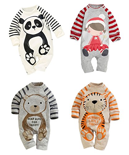 StylesILove Infant Toddler Long Sleeve Soft Cotton Unisex Baby Coverall Jumpsuit (80/6-12 Months, Santa Girl Red)