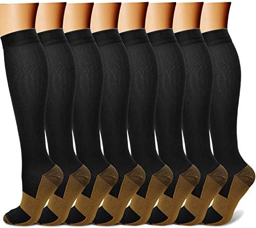 QUXIANG Copper Compression Socks for Men & Women - Best for Running, Athletic, Medical, Pregnancy and Travel - 15-20mmHg