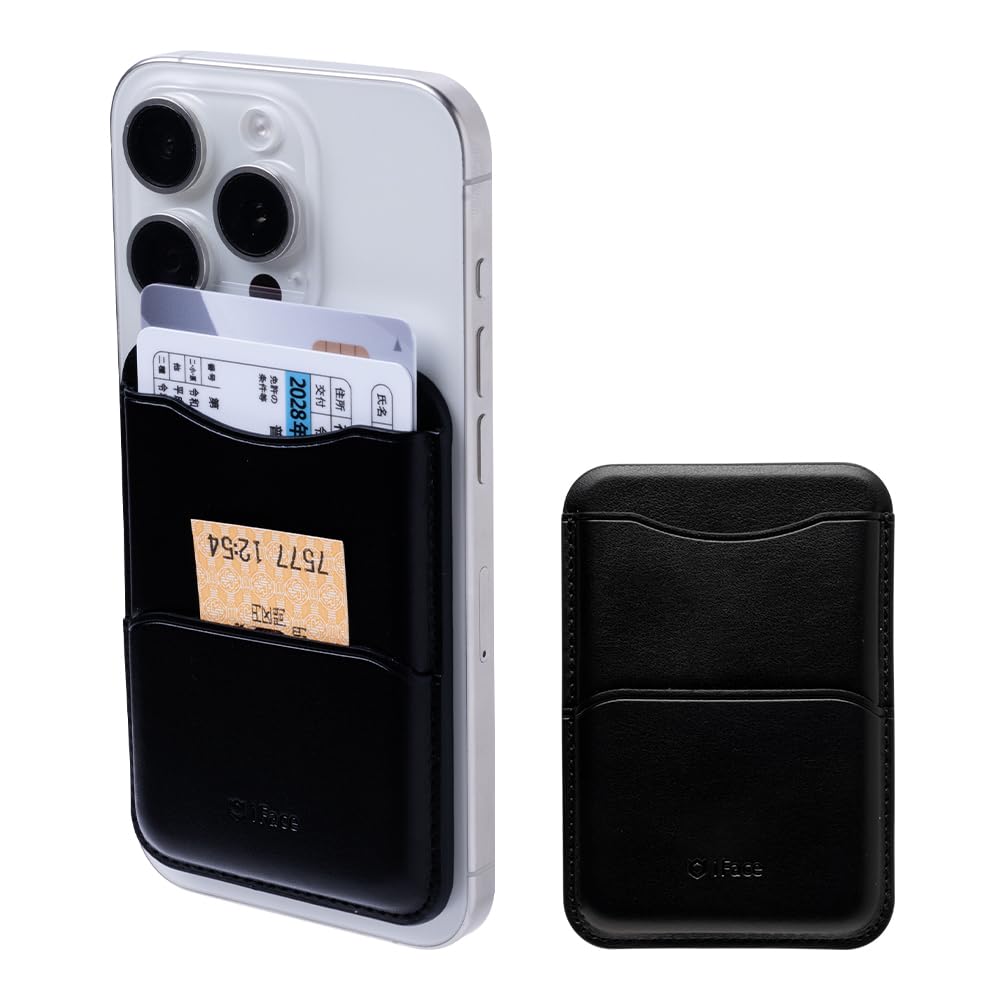 [ハミィ] iFace MagSynq カードウォレット MagSafe 対応 (ブラック)【 カードケース スリム ウォレット カード2枚収納 MagSafe対応ウォレット 磁気・電波防止シート内臓 ミニポケット 付き 】商品画像
