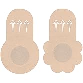 YUNEEHA 40 Pieces Disposable Pasties Nipple Covers with Lift, Invisible Nipple Petals Beige