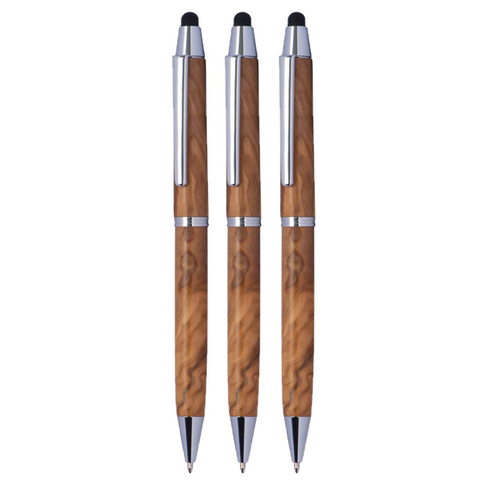 noTrash2003 Holz-Kugelschreiber aus Olivenholz mit Touchfunktion, blauschreibende Mine, versch. Set-Größen von (3er Set)