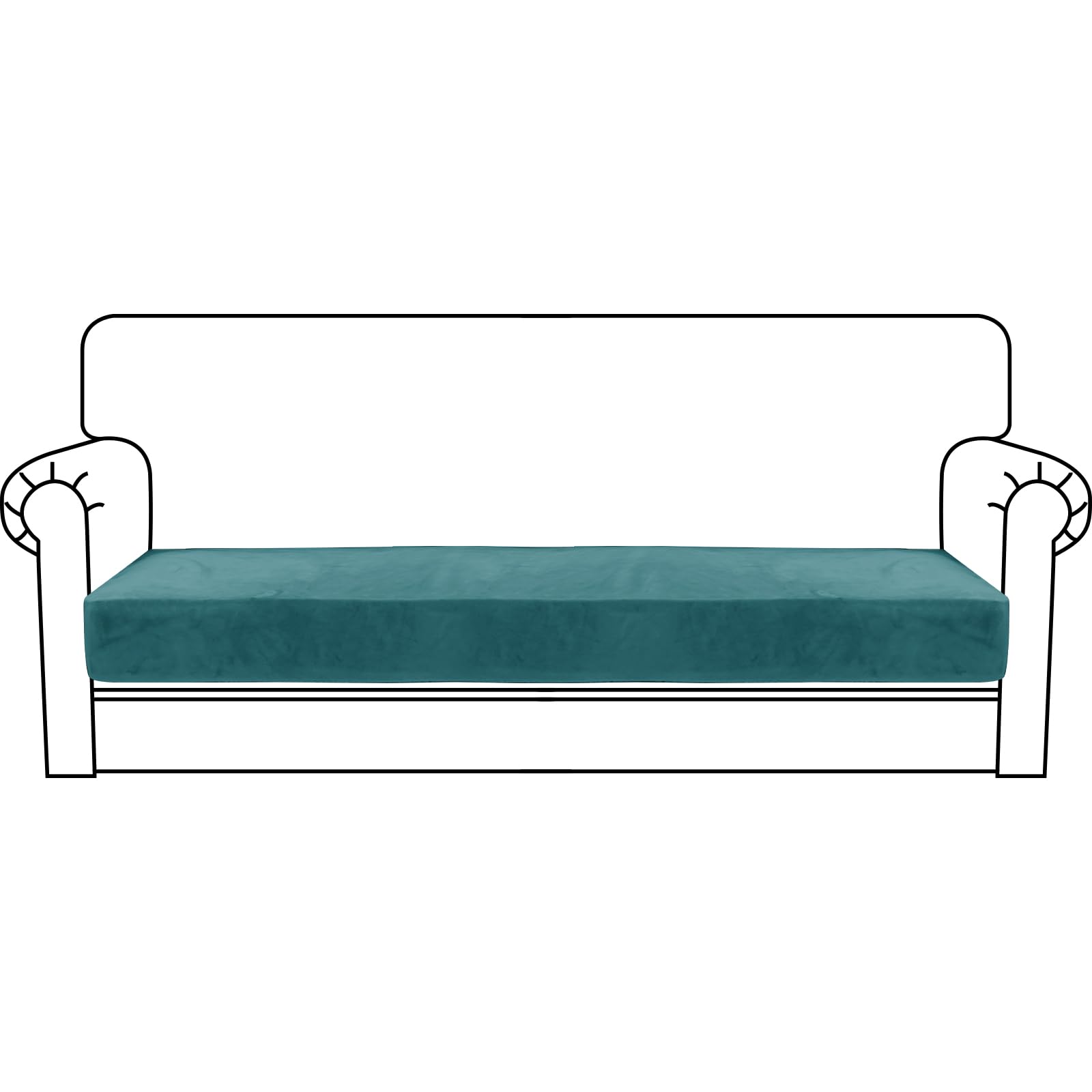 CHELZEN Velvet Sofa Seat Cushion Cover, Stretch Sofa Cushion Slipcovers, Soft Couch Cushion Covers, Furniture Protector with Elastic Bottom (3 Seater, Peacock Blue)