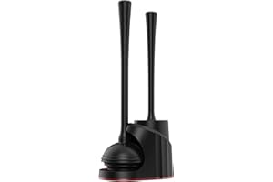 SANGFOR Toilet Brush and Plunger Set, 2 in 1 Heavy-Duty Toilet Bowl Brush and Plunger Set, Black Toilet Brush and Holder Set and Plunger with Cover for Bathroom, Compact Toilet Bowl Brush and Plunger Set
