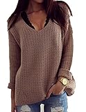 Nulibenna Women's Casual Autumn Thin V Neck Knit Pullover Solid Sweater
