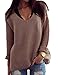 Nulibenna Women's Casual Autumn Thin V Neck Knit Pullover Solid Sweater
