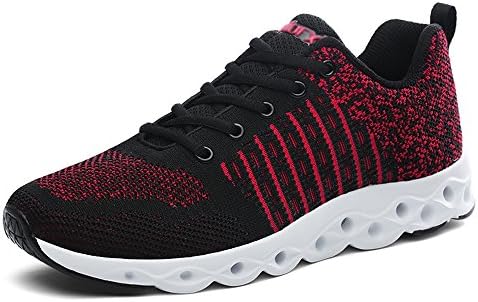 CLAMON Stylish Casual Sneakers Running Shoes Innovative Breathable Design,Best Anti - Slip Design (8.5, Black/Red)