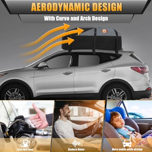 Sailnovo 425L Waterproof Car Roof Box, 1000D Folding Car Roof Box with 6 Reinforced Straps, 4 Hooks for Doors, Travel and Luggage, for Vehicles With/Without Luggage Rack