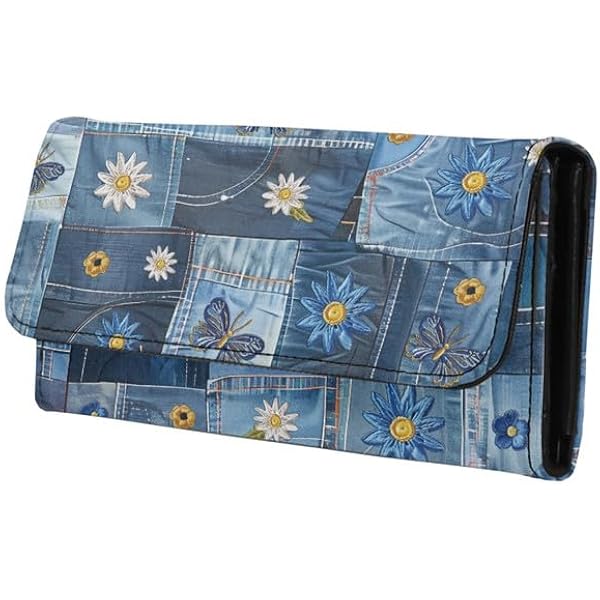 Bijoux De Ja Upcycled Denim Wallet - Blue Jean Bifold Zip Coin Card Holder For Women
