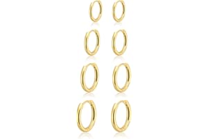 Gokeey Small Gold Huggie Hoop Earrings Set for Women 14K Gold Plated Hypoallergenic Lightweight Earrings for Sensitive Ears Everyday Earrings Sets for Multiple Piercing Cartilage Hoop Earrings Stack Jewelry