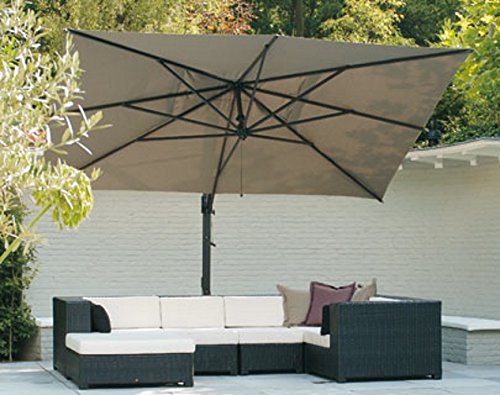 Fim Rodi Retractable Sonnenschirm 3x4 Rahmen Aluminium in anthrazitgrauem, Acryl Stoff Farbe Ecru mit Basis (Fliesen… – Bild 4
