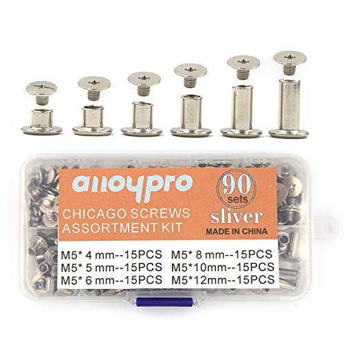 60 Sets Chicago Screws 1/2 Inch | Nickel Plated Screw Posts | Leather Craft & Bookbinding Rivets