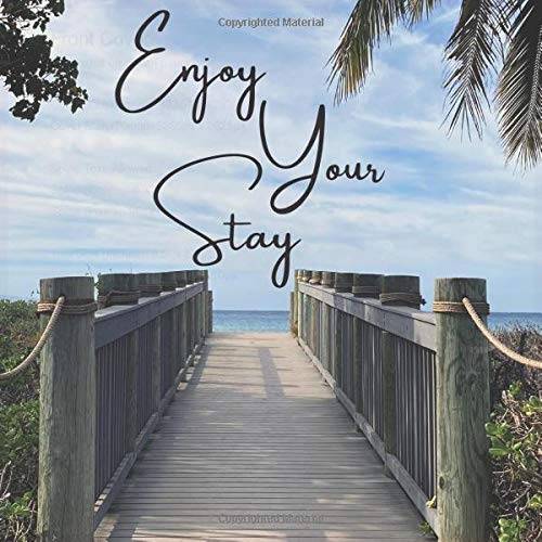 Amazon Com Enjoy Your Stay Guest Book For Vacation Home Beach House Airbnb Short Term Holiday Rental Sign In Book Guest Books Blue Raspberry Books